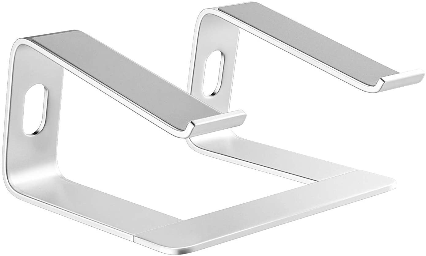 Soundance Laptop Stand, Aluminum Computer Riser, Ergonomic Laptops Elevator for Desk, Metal Holder Compatible with Mac MacBook Pro Air, Lenovo, HP, Dell, More 10-15.6 Inch PC Notebook, LS1 Silver