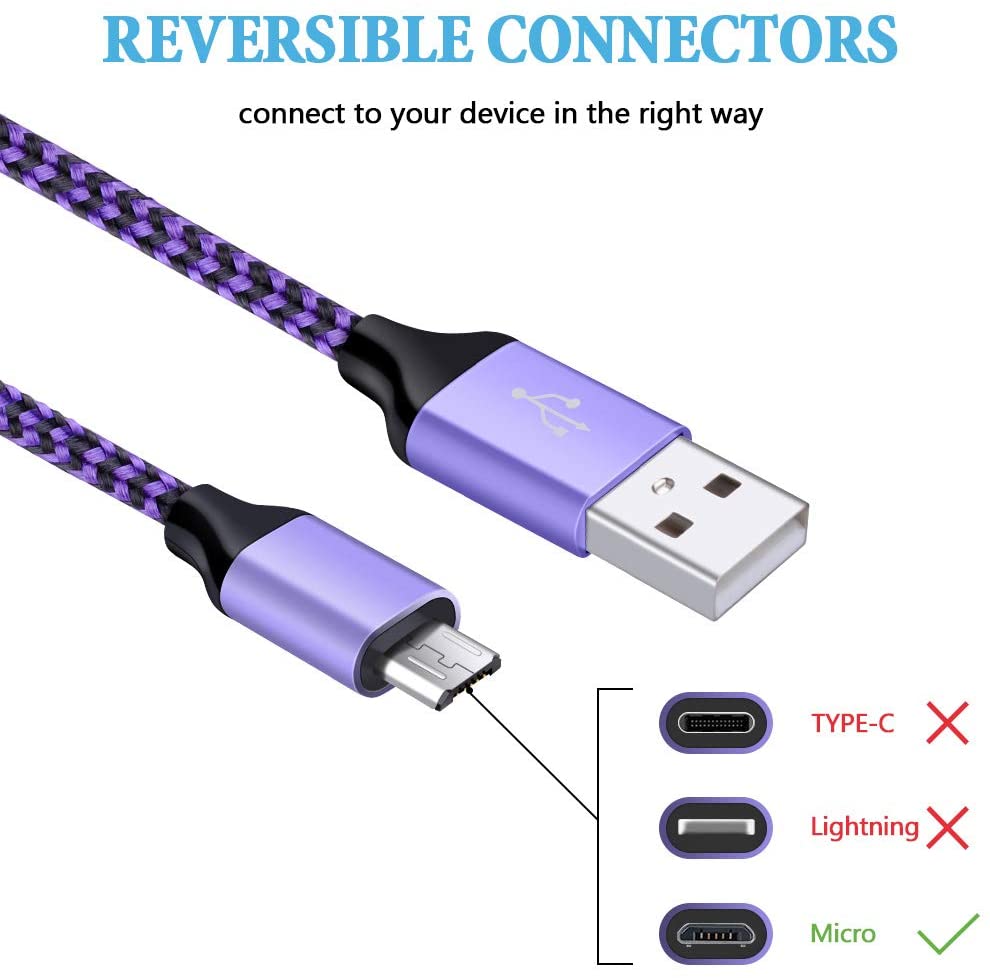 Micro USB Cable, Ailkin 5-Pack 6.6ft High Speed Nylon Braided Android Charging Cables for Samsung Galaxy J8/J7/S7/S6/Edge/Note5, Sony, Motorola, HTC, LG Android Tablets and More USB to Micro USB Cords