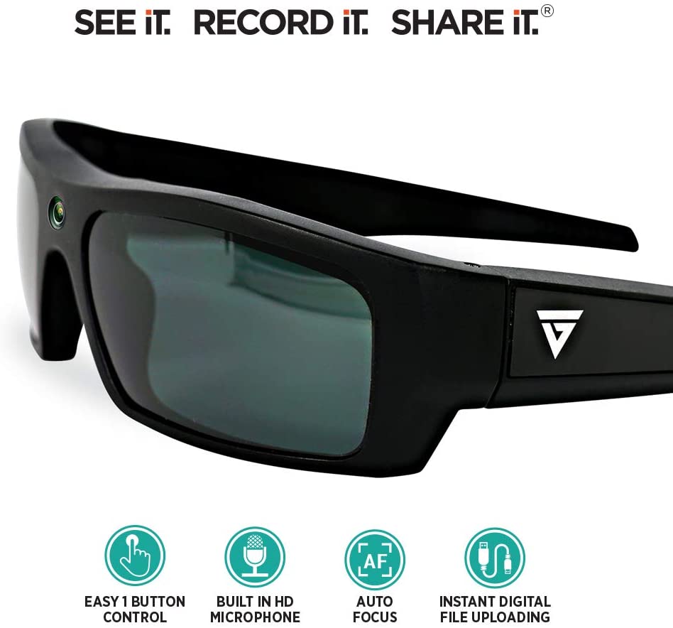 GoVision SOL 1080p HD Camera Glasses Video Recording Sport Sunglasses with Bluetooth Speakers and 15mp Camera - Black (GV-SOL1440-BK)
