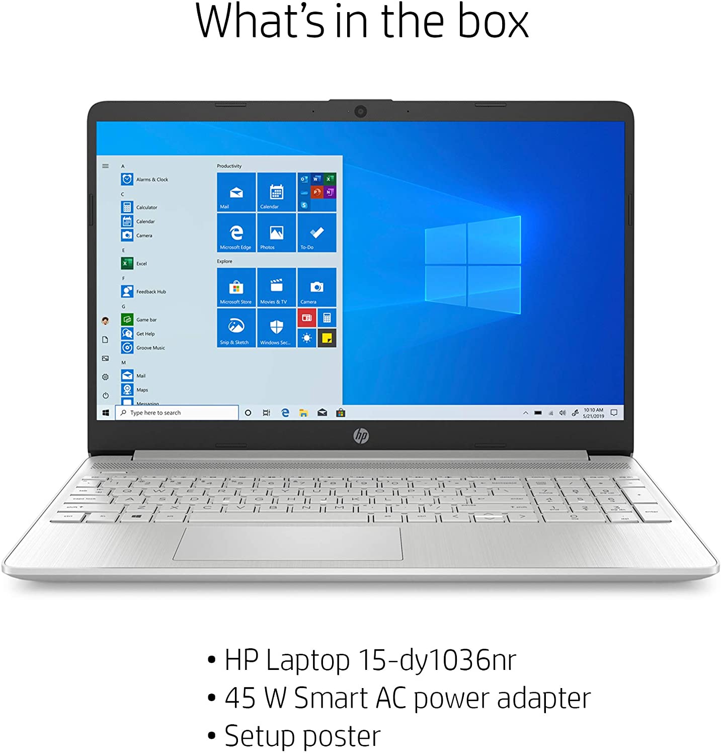 HP 15-Inch FHD Laptop, 10th Gen Intel Core i5-1035G1, 8 GB RAM, 256 GB Solid-State Drive, Windows 10 Home (15-dy1036nr, Natural Silver)