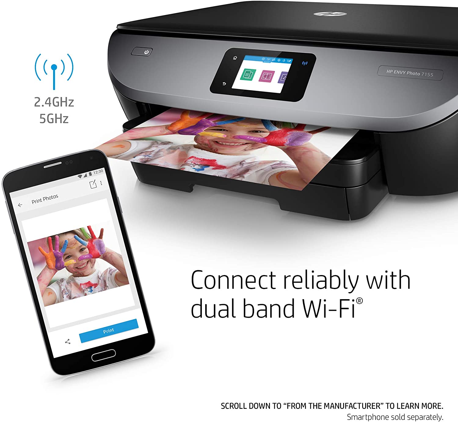 HP Envy Photo 7155 All in One Photo Printer with Wireless Printing, HP Instant Ink or Amazon Dash Replenishment Ready (K7G93A)