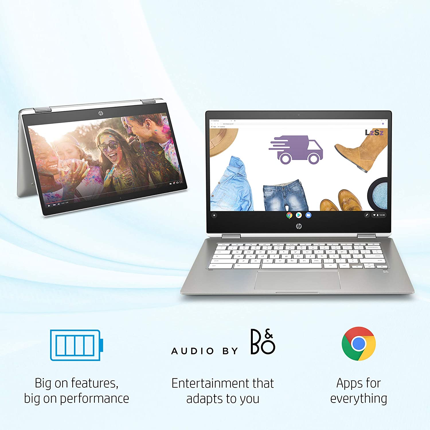 HP Chromebook X360 14-Inch HD Touchscreen Laptop, Intel Celeron N4000, 4 GB RAM, 32 GB eMMC, Chrome (14b-ca0010nr, Ceramic White/Mineral Silver)