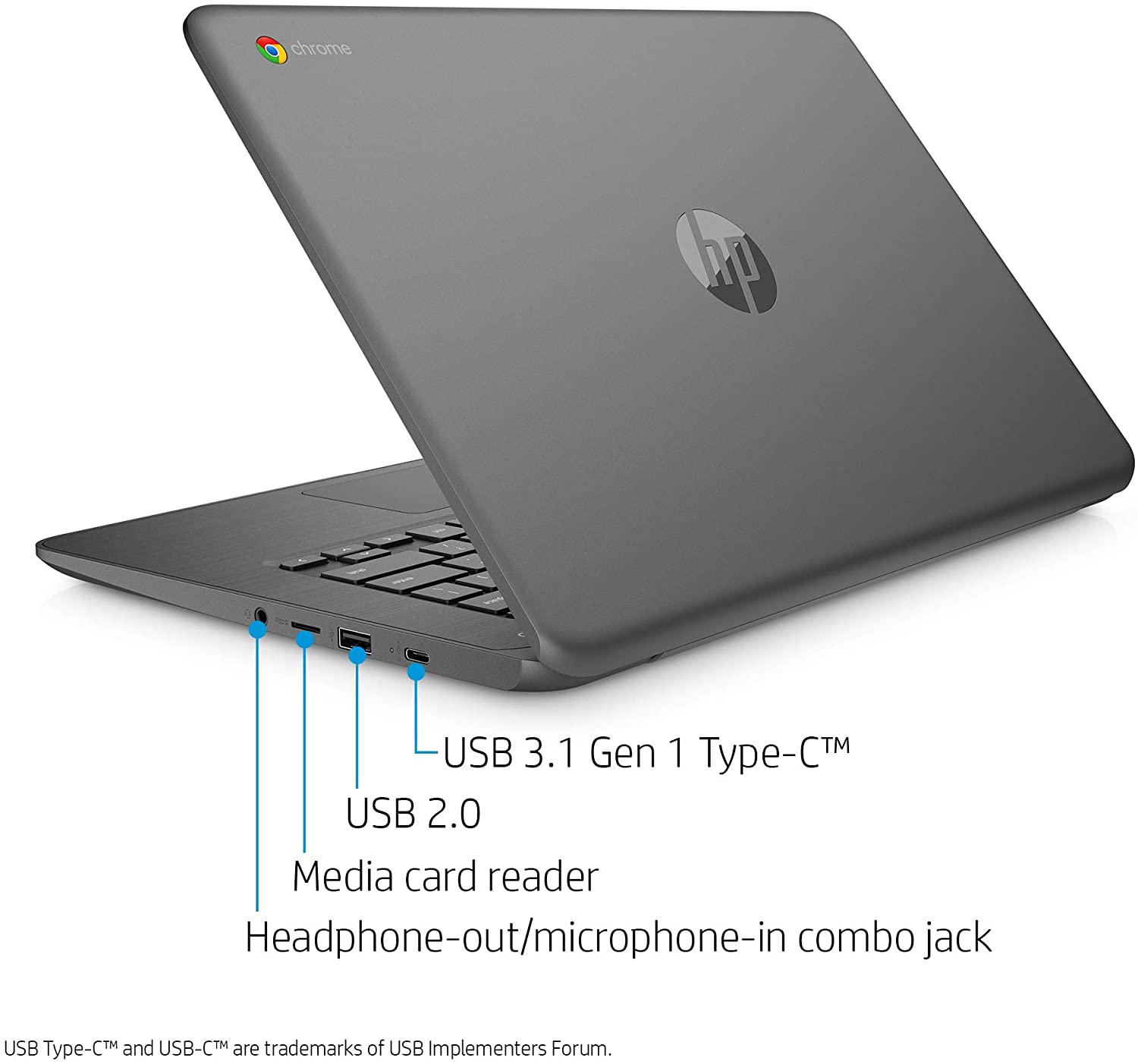 HP Chromebook 14-inch Laptop with 180-Degree Swivel, AMD Dual-Core A4-9120 Processor, 4 GB SDRAM, 32 GB eMMC Storage, Chrome OS (14-db0020nr, Chalkboard Gray)