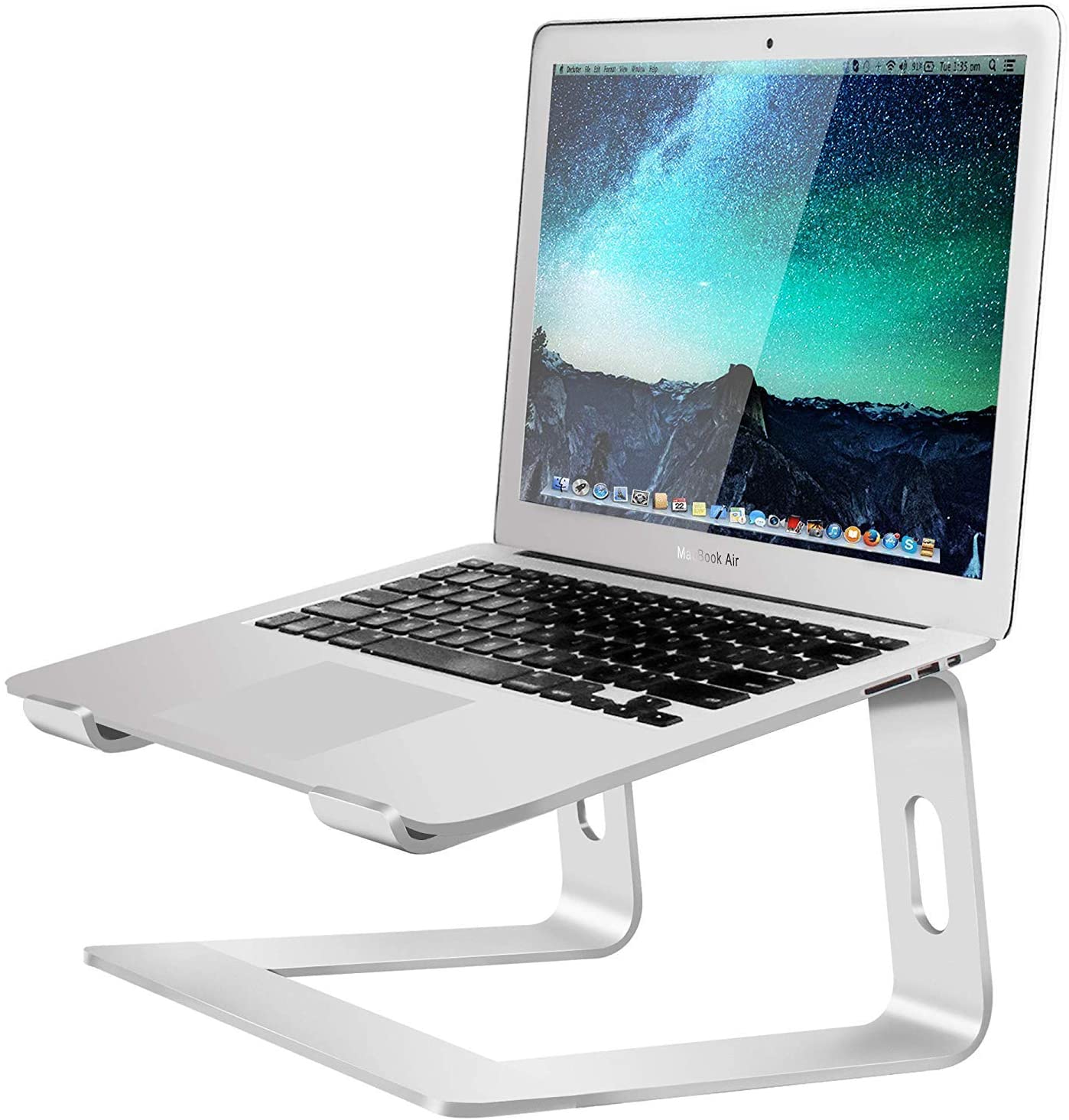 Soundance Laptop Stand, Aluminum Computer Riser, Ergonomic Laptops Elevator for Desk, Metal Holder Compatible with Mac MacBook Pro Air, Lenovo, HP, Dell, More 10-15.6 Inch PC Notebook, LS1 Silver