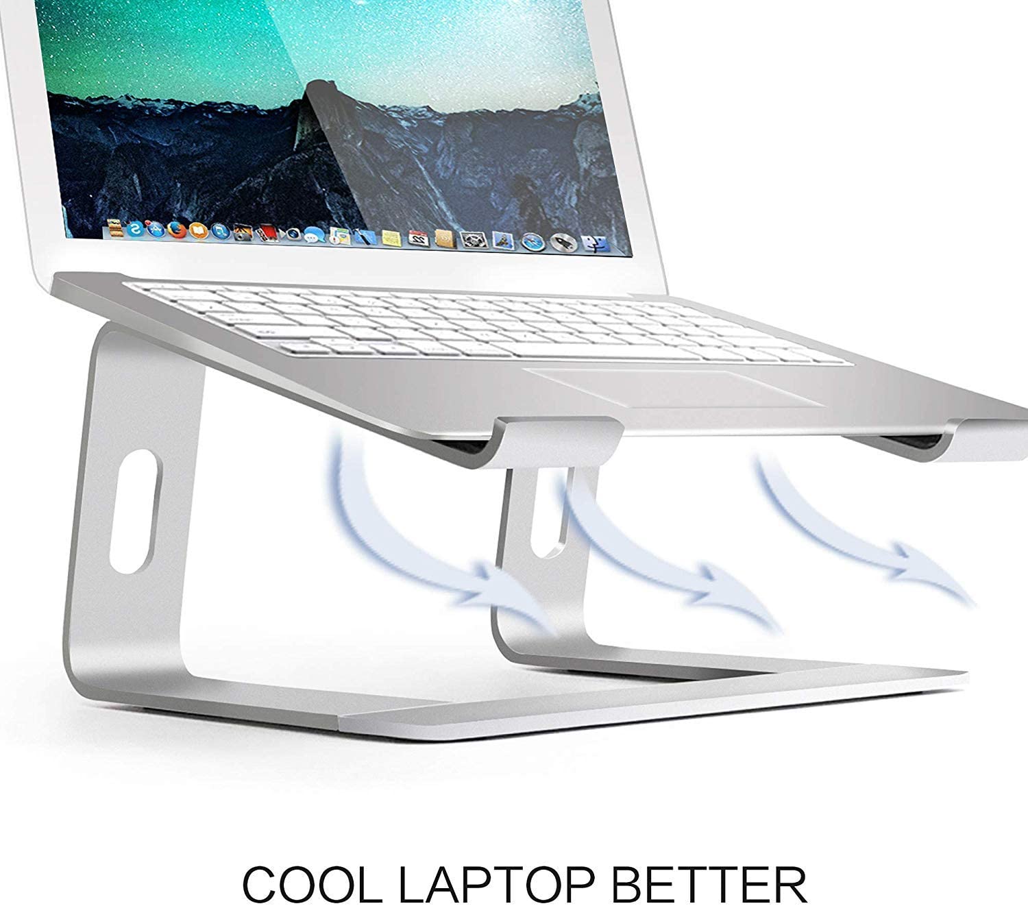 Soundance Laptop Stand, Aluminum Computer Riser, Ergonomic Laptops Elevator for Desk, Metal Holder Compatible with Mac MacBook Pro Air, Lenovo, HP, Dell, More 10-15.6 Inch PC Notebook, LS1 Silver