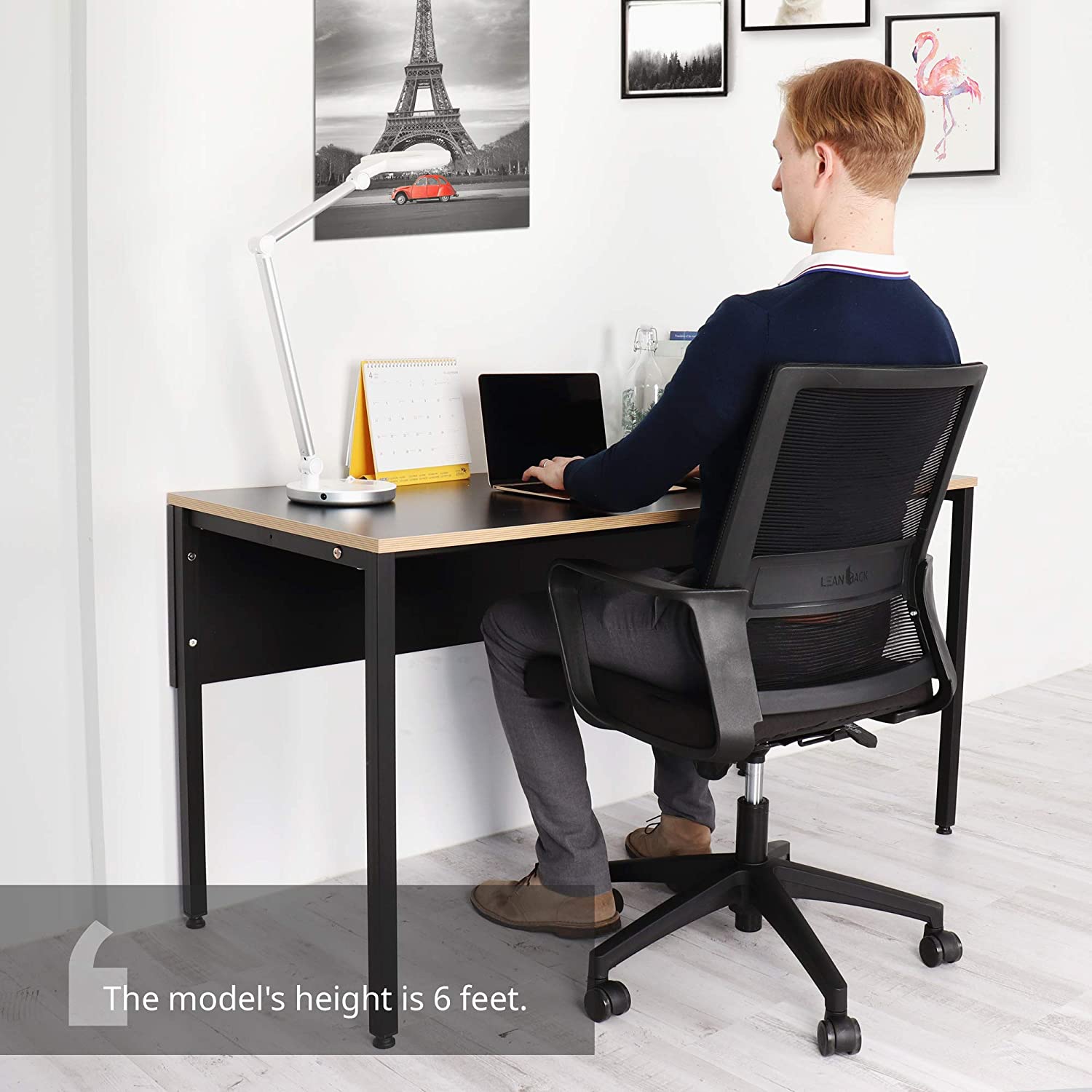 NEO CHAIR Office Chair Ergonomic Desk Chair Mesh Computer Chair Lumbar Support Modern Executive Adjustable Rolling Swivel Chair Comfortable Mid Black Task Home Office Chair, Black-Fabric