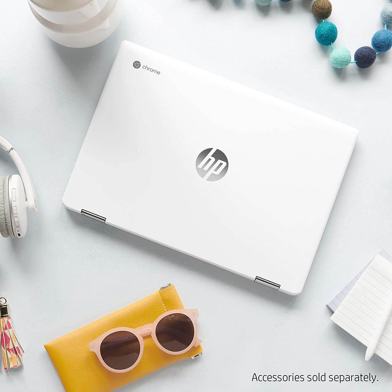 HP Chromebook X360 14-Inch HD Touchscreen Laptop, Intel Celeron N4000, 4 GB RAM, 32 GB eMMC, Chrome (14b-ca0010nr, Ceramic White/Mineral Silver)