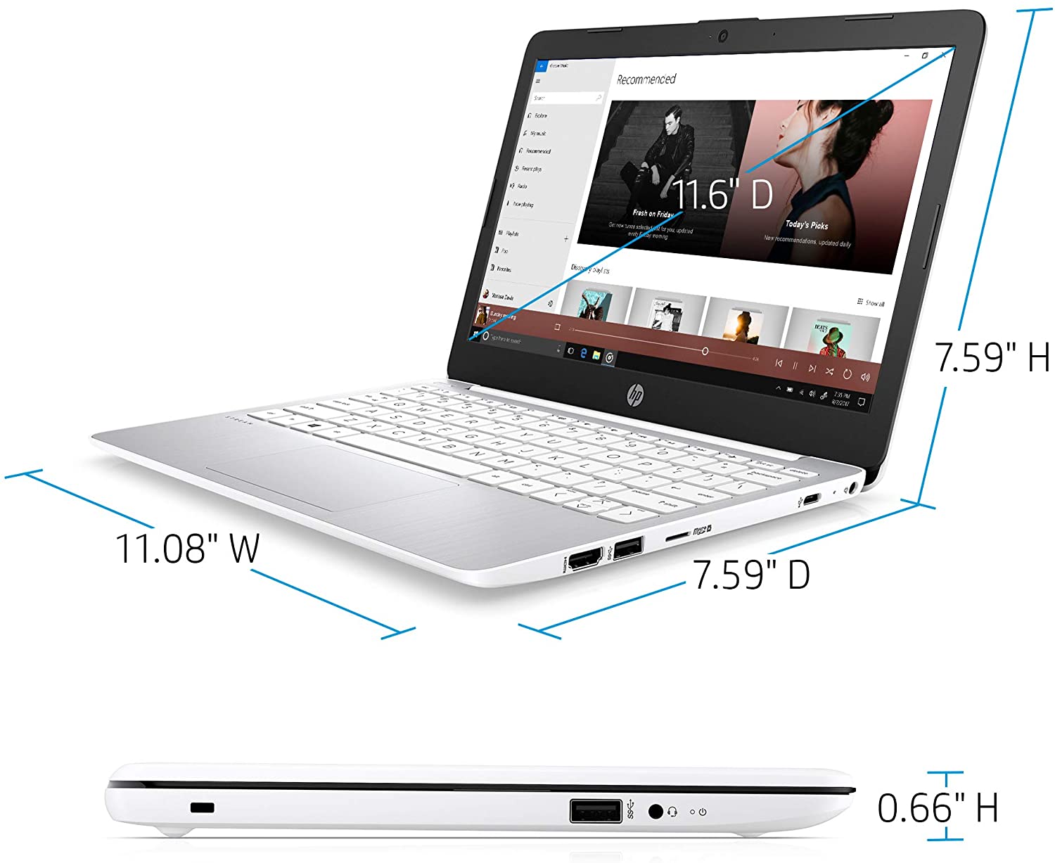 HP Stream 11-inch HD Laptop, Intel Celeron N4000, 4 GB RAM, 32 GB eMMC, Windows 10 Home in S Mode with Office 365 Personal for 1 Year (11-ak0020nr, Diamond White)