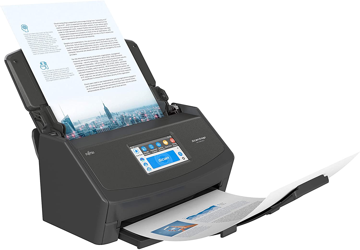 Fujitsu ScanSnap iX1500 Color Duplex Document Scanner with Touch Screen for Mac and PC (Black Model, 2020 Release)