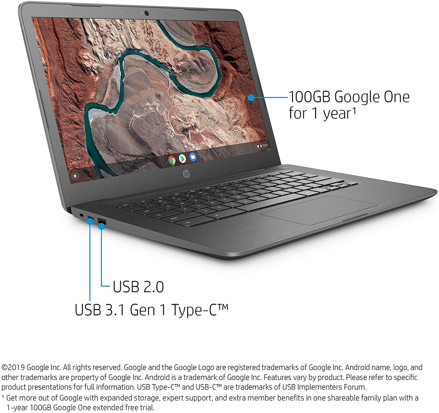 HP Chromebook 14-inch Laptop with 180-Degree Swivel, AMD Dual-Core A4-9120 Processor, 4 GB SDRAM, 32 GB eMMC Storage, Chrome OS (14-db0020nr, Chalkboard Gray)