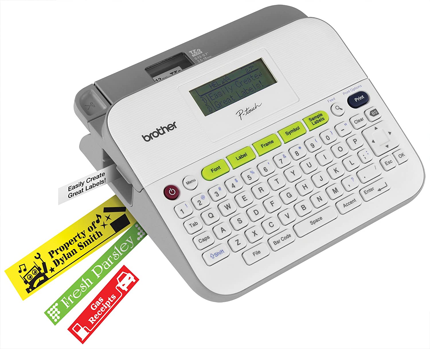 Brother P-touch Label Maker, Versatile Easy-to-Use Labeler, PTD400AD, AC Adapter, QWERTY Keyboard, Multiple Line Labeling, White