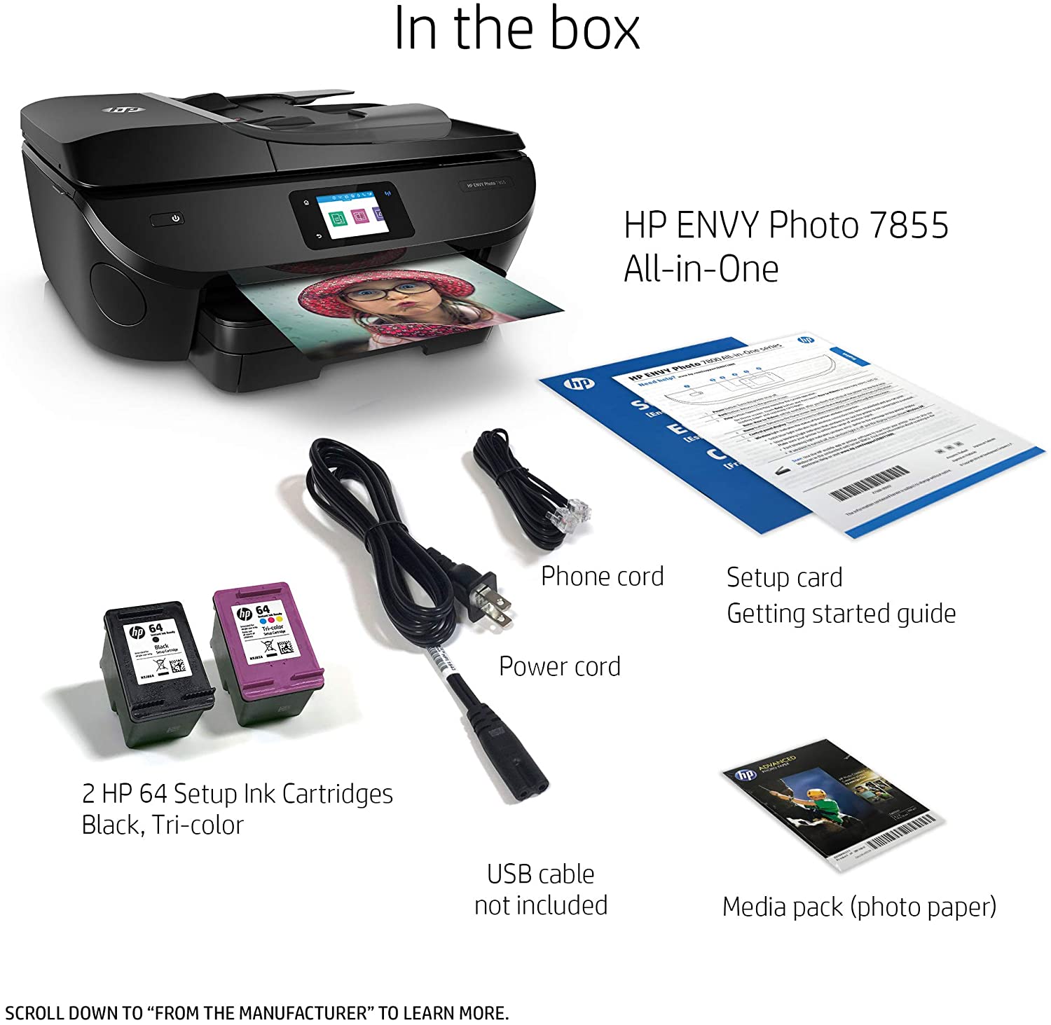HP ENVY Photo 7855 All in One Photo Printer with Wireless Printing, HP Instant Ink or Amazon Dash replenishment ready (K7R96A)