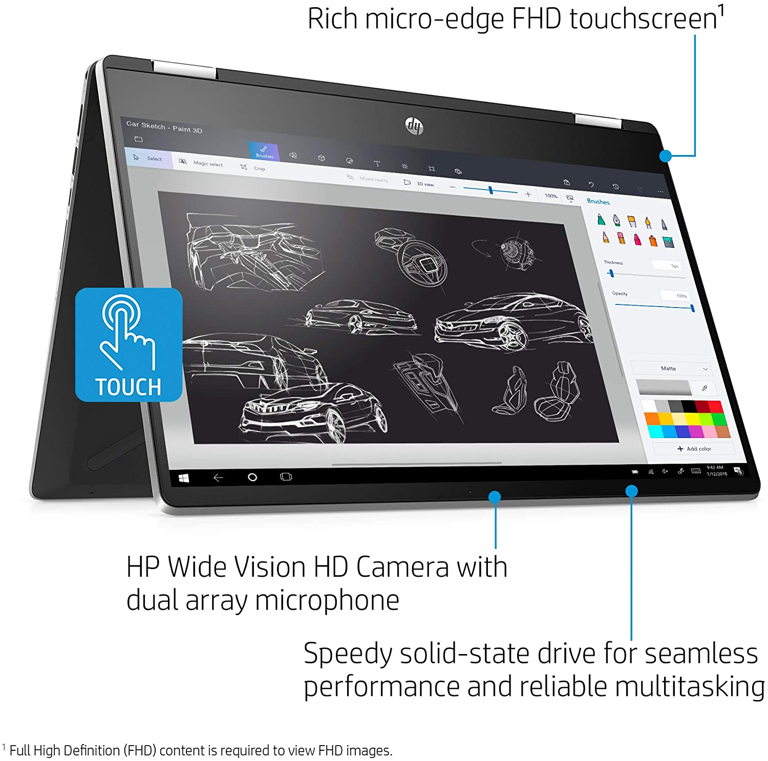 HP Pavilion x360 14-inch 2-in-1 Convertible Laptop, Intel Core i5, 8 GB RAM, 512 GB SSD Storage, Intel UHD Graphics, Windows 10 Home, Amazon Alexa Voice Compatible (14-dh2011nr, Natural Silver)