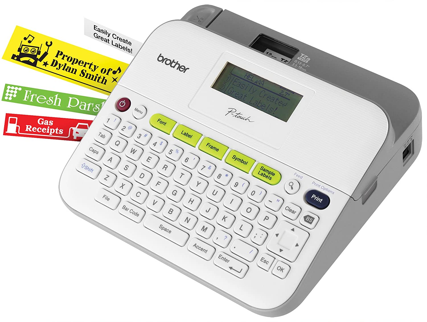 Brother P-touch Label Maker, Versatile Easy-to-Use Labeler, PTD400AD, AC Adapter, QWERTY Keyboard, Multiple Line Labeling, White