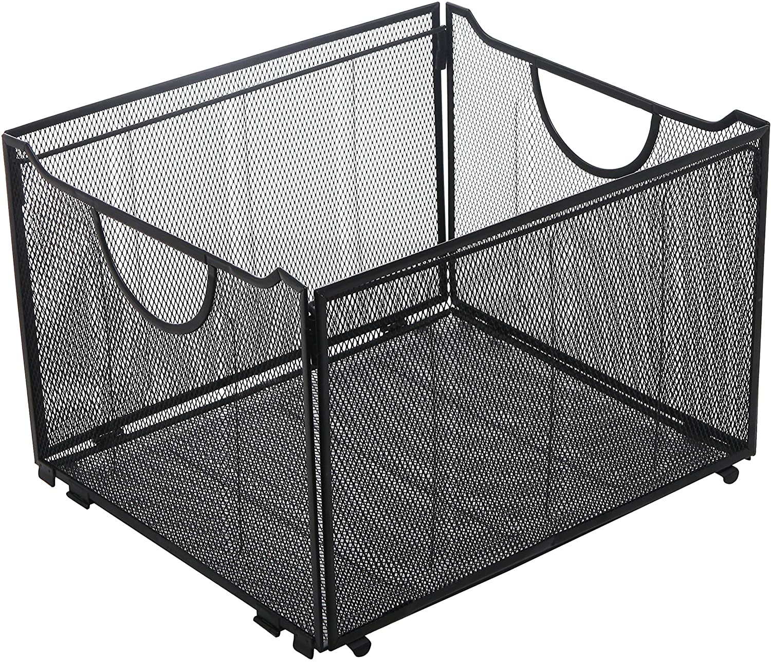 Modern Black Metal Mesh File Box/Foldable Storage Crate/Home Office Folder Holder Organizer Rack
