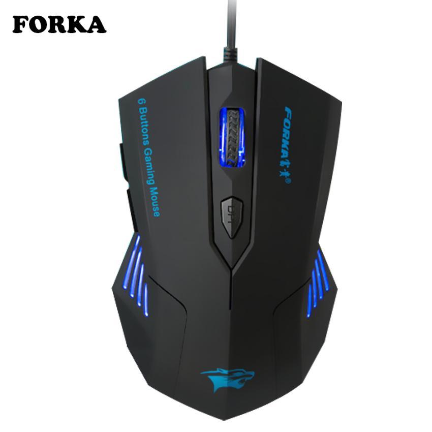 FORKA Silence Click Wired Gaming Mouse 6Buttons USB Mute LED Optical Cable Ergonomics Computer Mouse Mice for PC Laptop Gamer